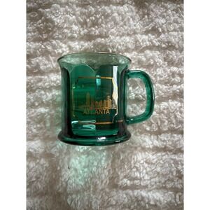 Vintage Culver 22K Atlanta Skyline Green Glass Architectural Coffee Mug Souvenir